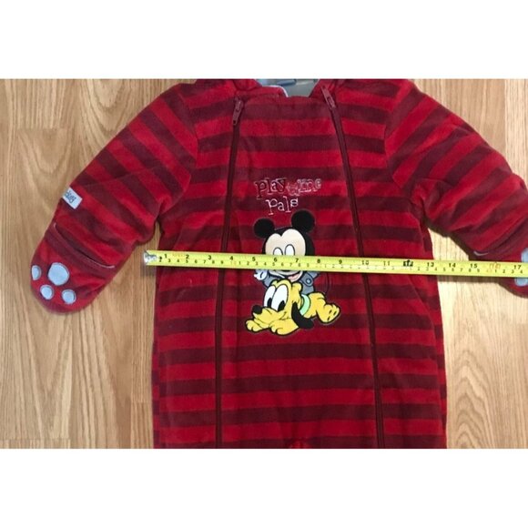 Disney Baby  Mickey Mouse Red & Black Striped Hooded Bunting Bag Outerwear 6-12M - Picture 3 of 7